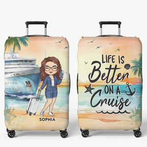 The Sea Is Calling - Travel Personalized Custom Luggage Cover - Holiday Vacation Gift, Gift For Adventure Travel Lovers