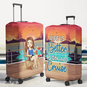 The Girl Who Loves Cruising - Travel Personalized Custom Luggage Cover - Holiday Vacation Gift, Gift For Adventure Travel Lovers