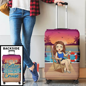 The Girl Who Loves Cruising - Travel Personalized Custom Luggage Cover - Holiday Vacation Gift, Gift For Adventure Travel Lovers