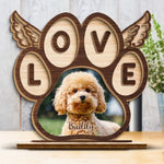 Custom Photo My Love For You Is Forever - Memorial Personalized Custom Shaped 2-Layered Wooden Plaque With Flat Stand - House Warming Gift For Dog Lovers, Pet Owners