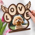Custom Photo My Love For You Is Forever - Memorial Personalized Custom Shaped 2-Layered Wooden Plaque With Flat Stand - House Warming Gift For Dog Lovers, Pet Owners