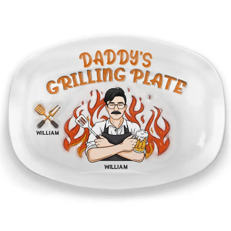 The King Of The Kitchen - Family Personalized Custom 3D Inflated Effect Platter - Father's Day, Gift For Dad, Grandpa