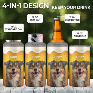 Custom Photo Dog Father Beer Lover - Dog Personalized Custom 4 In 1 Can Cooler Tumbler - Father's Day, Gift For Pet Owners, Pet Lovers