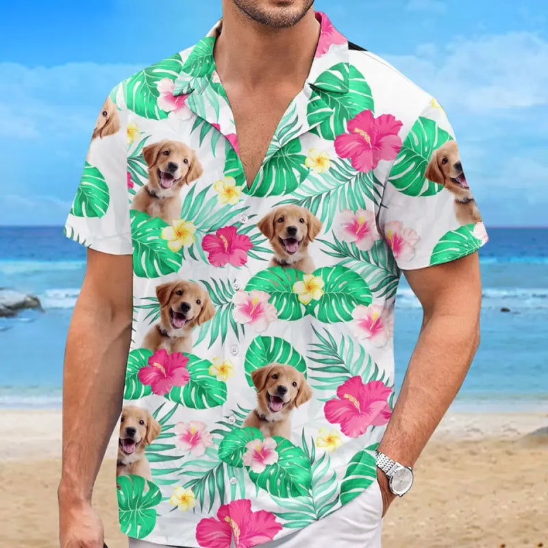 Custom Photo It's Summer Time - Dog & Cat Personalized Custom Unisex Tropical Hawaiian Aloha Shirt - Summer Vacation Gift, Gift For Pet Owners, Pet Lovers