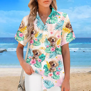 Custom Photo I Just Want To Lie On The Beach - Dog & Cat Personalized Custom Unisex Tropical Hawaiian Aloha Shirt - Summer Vacation Gift, Gift For Pet Owners, Pet Lovers