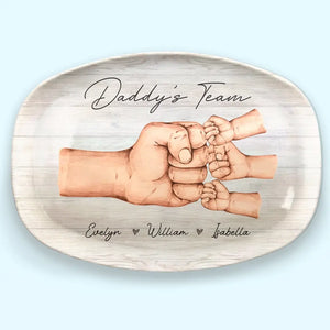 Family Means Putting Your Arms Around Each Other - Family Personalized Custom Platter - Father's Day, Gift For Dad, Grandpa