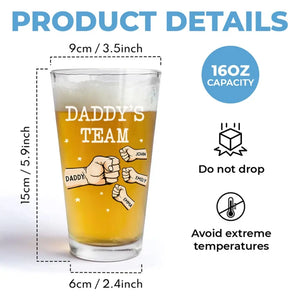 Drink Up Dad, We Won't Tell Mom - Family Personalized Custom Beer Glass - Father's Day, Gift For Dad, Grandpa
