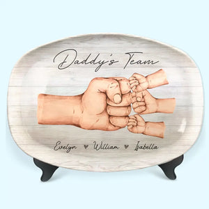 Family Means Putting Your Arms Around Each Other - Family Personalized Custom Platter - Father's Day, Gift For Dad, Grandpa