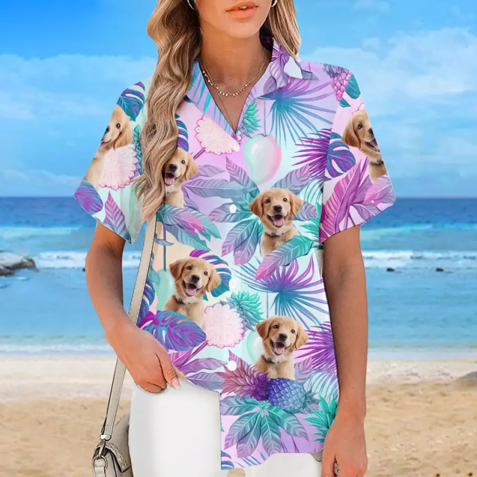 Custom Photo Summer Vibe - Dog & Cat Personalized Custom Unisex Tropical Hawaiian Aloha Shirt - Summer Vacation Gift, Gift For Pet Owners, Pet Lovers