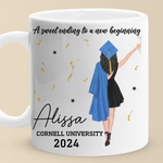 A New Journey Is Waiting For You - Family Personalized Custom Mug - Graduation Gift For Daughter, Sisters