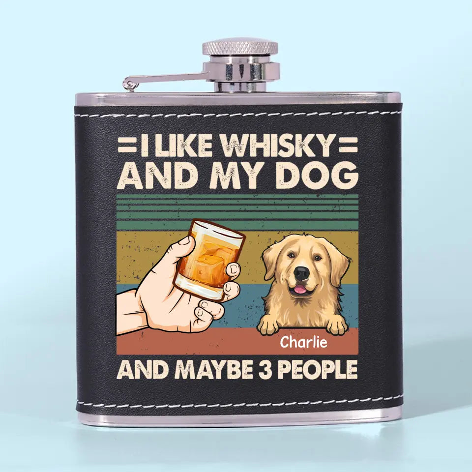 Wanna Stay Home And Chill With My Dog - Dog Personalized Custom Hip Flask - Gift For Pet Owners, Pet Lovers