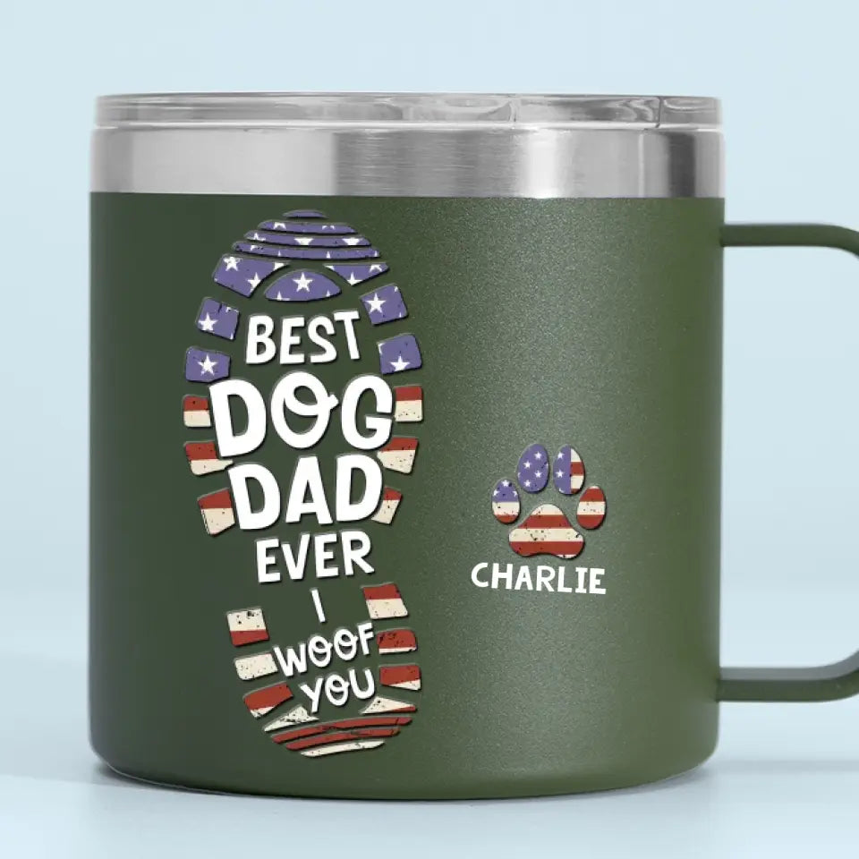 I Woof You Every Day - Dog Personalized Custom 14oz Stainless Steel Tumbler With Handle - Gift For Pet Owners, Pet Lovers