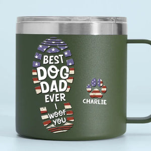 I Woof You Every Day - Dog Personalized Custom 14oz Stainless Steel Tumbler With Handle - Gift For Pet Owners, Pet Lovers