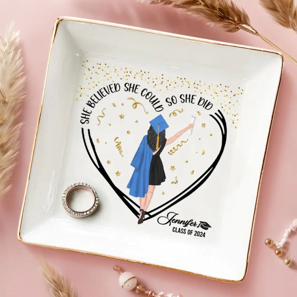A Sweet Ending To A New Beginning - Family Personalized Custom Jewelry Dish - Graduation Gift For Family Members, Siblings, Brothers, Sisters