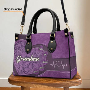 Grandma You Are The Sun In My Life - Family Personalized Custom Leather Handbag - Mother's Day, Gift For Mom, Grandma