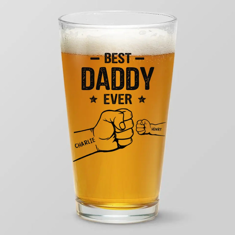 Behind Every Good Kid Is A Great Dad - Family Personalized Custom Beer Glass - Father's Day, Gift For Dad, Grandpa