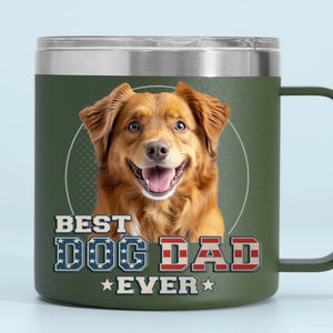 Be The Person Your Pets Think You Are - Dog & Cat Personalized Custom 14oz Stainless Steel Tumbler With Handle - Father's Day, Gift For Pet Owners, Pet Lovers