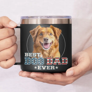 Be The Person Your Pets Think You Are - Dog & Cat Personalized Custom 14oz Stainless Steel Tumbler With Handle - Father's Day, Gift For Pet Owners, Pet Lovers