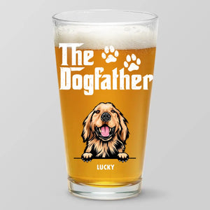 The Dogfather We Proud Of Is Drinking Beer - Dog Personalized Custom Beer Glass - Father's Day, Gift For Pet Owners, Pet Lovers