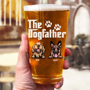 The Dogfather We Proud Of Is Drinking Beer - Dog Personalized Custom Beer Glass - Father's Day, Gift For Pet Owners, Pet Lovers