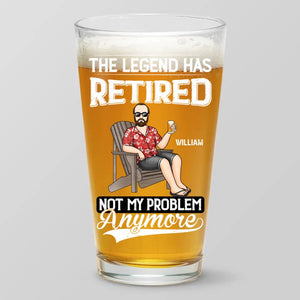 The Legend Has Retired - Family Personalized Custom Beer Glass - Father's Day, Gift For Dad, Grandpa