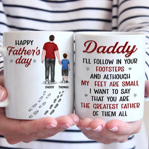 Suivez toujours vos traces - Mug personnalisé pour la famille - Fête des pères, cadeau pour papa