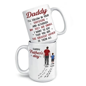 Suivez toujours vos traces - Mug personnalisé pour la famille - Fête des pères, cadeau pour papa