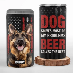 Custom Photo Hold My Drink I Gotta Pet This Dog - Dog Personalized Custom 4 In 1 Can Cooler Tumbler - Father's Day, Gift For Pet Owners, Pet Lovers