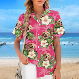 Custom Photo This Is My Vacation Time - Dog & Cat Personalized Custom Unisex Tropical Hawaiian Aloha Shirt - Summer Vacation Gift, Gift For Pet Owners, Pet Lovers