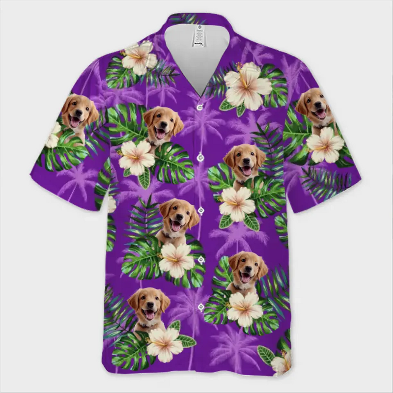 Custom Photo This Is My Vacation Time - Dog & Cat Personalized Custom Unisex Tropical Hawaiian Aloha Shirt - Summer Vacation Gift, Gift For Pet Owners, Pet Lovers