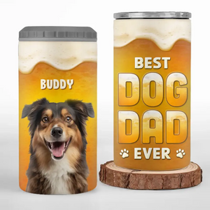 Custom Photo Dog Father Beer Lover - Dog Personalized Custom 4 In 1 Can Cooler Tumbler - Father's Day, Gift For Pet Owners, Pet Lovers