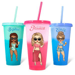 Smell The Sea, And Feel The Sky - Bestie Personalized Custom Changing Color Cup - Summer Vacation Gift, Birthday Pool Party Gift For BFF, Sisters, Bestie