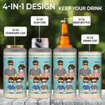 Dear Dad Great Job We're Awesome - Family Personalized Custom 4 In 1 Can Cooler Tumbler - Father's Day, Gift For Dad, Kids