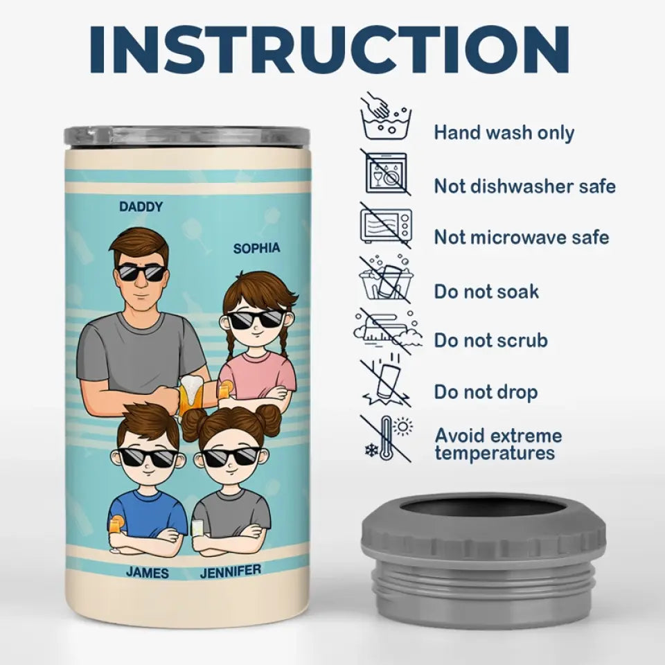 Dear Dad Great Job We're Awesome - Family Personalized Custom 4 In 1 Can Cooler Tumbler - Father's Day, Gift For Dad, Grandpa