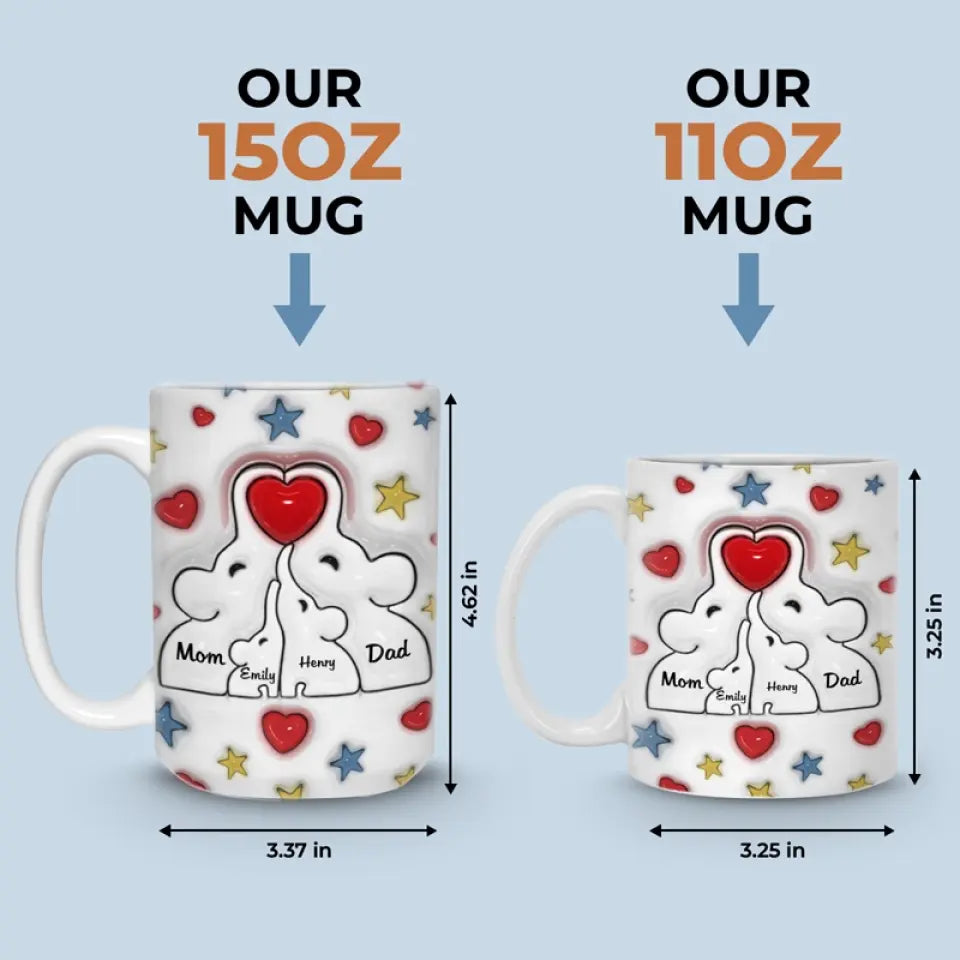 The Heart Of A Home - Family Personalized Custom 3D Inflated Effect Printed Mug - Gift For Family Members