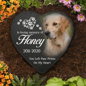 Photo personnalisée à la mémoire de votre animal - Pierre commémorative personnalisée en forme de cœur - Nouveauté, cadeau de condoléances pour les propriétaires et les amoureux des animaux - AMZ