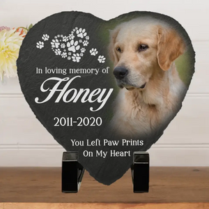 Photo personnalisée à la mémoire de votre animal - Pierre commémorative personnalisée en forme de cœur - Nouveauté, cadeau de condoléances pour les propriétaires et les amoureux des animaux - AMZ