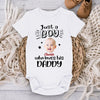 Custom Photo A Little Bit Of Heaven Sent Down To Earth - Family Personalized Custom Baby Onesie - Father's Day, Baby Shower Gift, Gift For First Dad