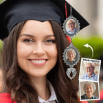 Custom Photo Forever In Our Hearts - Family Personalized Custom Graduation Tassel Photo Charm With Angel Wings - Graduation Gift For Family