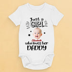 Custom Photo A Little Bit Of Heaven Sent Down To Earth - Family Personalized Custom Baby Onesie - Father's Day, Baby Shower Gift, Gift For First Dad