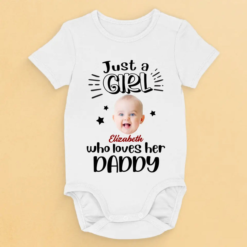 Custom Photo A Little Bit Of Heaven Sent Down To Earth - Family Personalized Custom Baby Onesie - Father's Day, Baby Shower Gift, Gift For First Dad