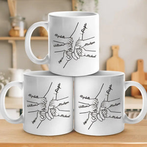 Our Fingers Together - Family Personalized Custom Mug - Father's Day, Gift For Dad, Grandpa