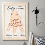 Side By Side With Daddy's Team - Family Personalized Custom Vertical Poster - Father's Day, Gift For Dad, Grandpa