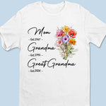 Grandma Bear Flowers - Family Personalized Custom Unisex T-shirt, Hoodie, Sweatshirt - Mother's Day, Gift For Mom, Grandma, Great Grandma