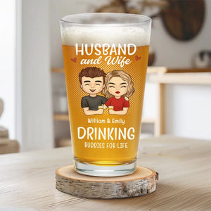 We Drink Together And Stay Forever - Couple Personalized Custom Beer Glass - Gift For Husband Wife, Anniversary