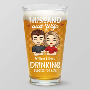 We Drink Together And Stay Forever - Couple Personalized Custom Beer Glass - Gift For Husband Wife, Anniversary