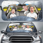 Custom Photo Four Wheels, One Family Bond - Family Personalized Custom Auto Windshield Sunshade, Car Window Protector - Gift For Dad, Kids