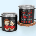 Congrats On Being My Husband, You Lucky Bastard - Couple Personalized Custom 14oz Stainless Steel Tumbler With Handle - Gift For Husband, Wife, Couple