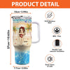 Summertime And The Livin’ Is Easy - Bestie Personalized Custom 40 Oz Stainless Steel Tumbler With Handle - Summer Vacation Gift For Best Friends, BFF, Sisters
