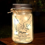 Mom, The Heart Of The Family - Family Personalized Custom Mason Jar Light - Gift For Mom, Daughter